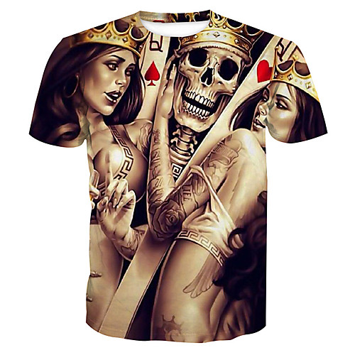 

Men's T-shirt - 3D / Cartoon / Skull Print Yellow