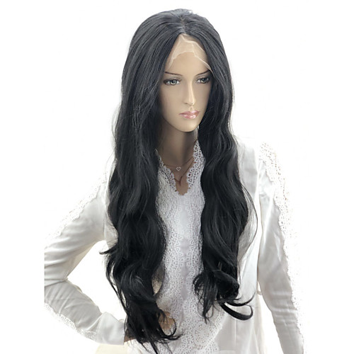 

Wig Accessories Естественные кудри / Loose Curl Стиль Ассиметричная стрижка Машинное плетение / Лента спереди Парик Черный Черный Искусственные волосы 24 дюймовый Жен.