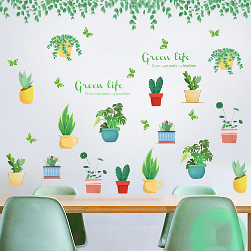 

свежие зеленые листовые растения в горшках настенные наклейки - слова&усиленные цитаты стикеры на стенах персонажей кабинет / кабинет / столовая / кухня