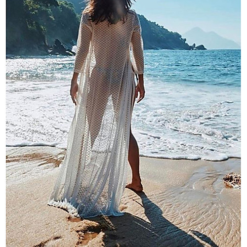 

Жен. Классический Белый Без лямок Накидка Купальники - Геометрический принт Один размер Белый