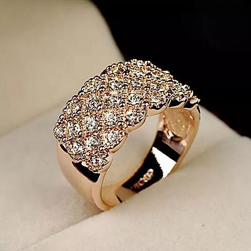 

Жен. Кольцо Micro Pave Ring 1шт Золотой Серебряный Стразы Сплав Круглый Стиль Простой Повседневные Офис Бижутерия Классический драгоценный Cool Милый