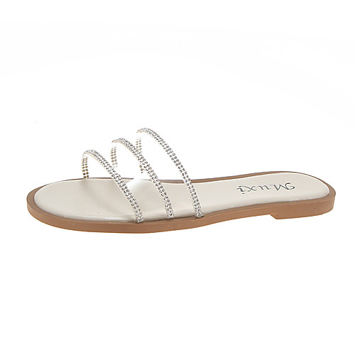 

Жен. Полиуретан Лето Сандалии На плоской подошве Бежевый / Синий