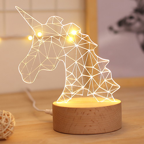 

1шт 3D ночной свет Тёплый белый USB Творчество <=36 V