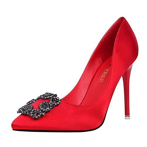 

Women's Synthetics Fall / Spring & Summer Sweet / Minimalism Heels Stiletto Heel Rhinestone / Beading Red / Green / Light Pink