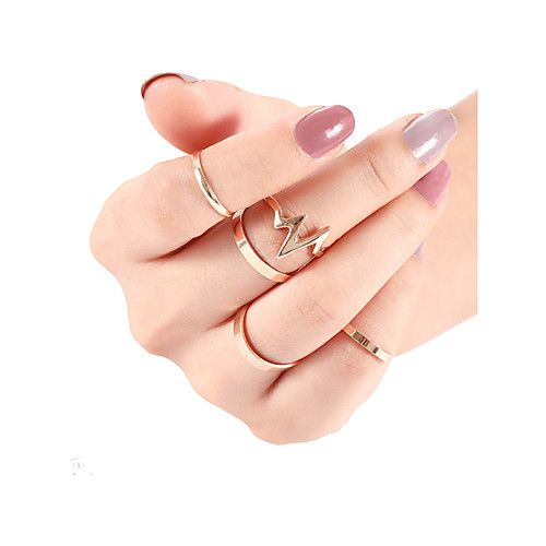 

Муж. Жен. геометрический Ring Set Пульс Панк модный Мода Модные кольца Бижутерия Золотой / Серебряный Назначение Повседневные Для улицы фестиваль 5 шт.
