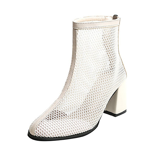 

Жен. Сетка / Полиуретан Лето На каждый день Ботинки На толстом каблуке Черный / Бежевый