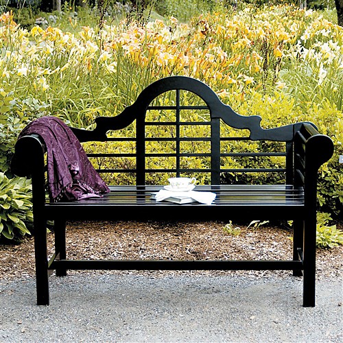 

устойчивая к атмосферным воздействиям 4,5-футовая эвкалиптовая наружная садовая скамейка черного цвета