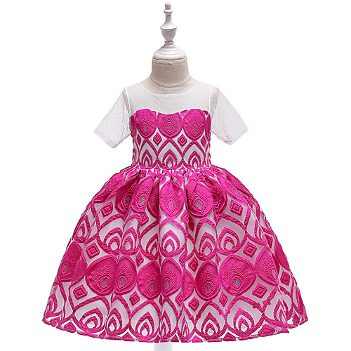 

Принцесса До колена Детское праздничное платье - Хлопок / Сатин / Тюль С короткими рукавами Круглый вырез с Вышивка / Кружева / Пояс от LAN TING Express