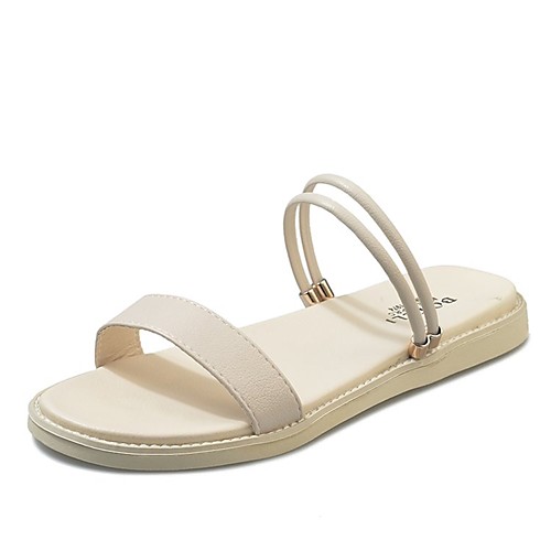 

Жен. Сандалии На плоской подошве Полиуретан На каждый день Лето Черный / Бежевый