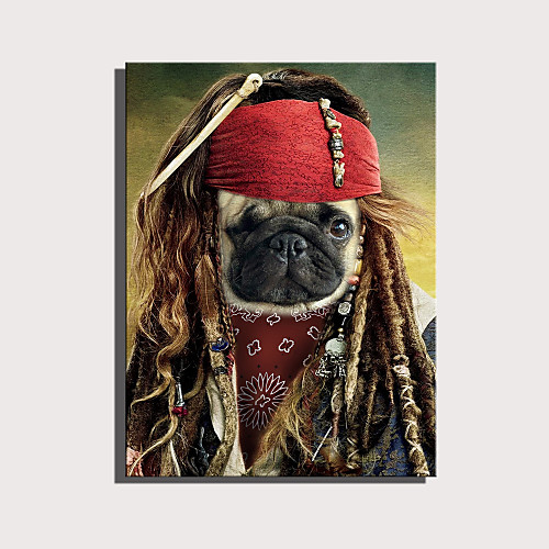 

e-home натянутый холст арт милая серия животных - пиратская собака украшения живопись один шт