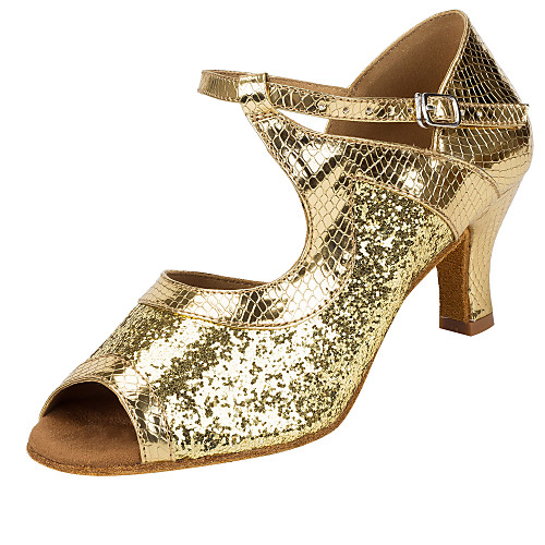 

Жен. Синтетика Обувь для латины Планка На каблуках Кубинский каблук Персонализируемая Золотой