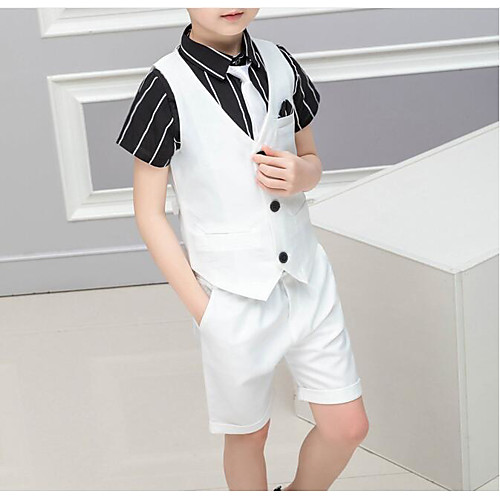 

Черный / Серый / Бирюзовый Комбинирование ткани (полиэфир / хлопчатник) Детский праздничный костюм - 1 комплект Включает в себя Жилетка / Шорты / пояс