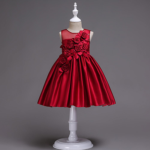 

Принцесса До колена Детское праздничное платье - Хлопок / Сатин / Тюль Без рукавов Круглый вырез с Аппликации / Пояс от LAN TING Express