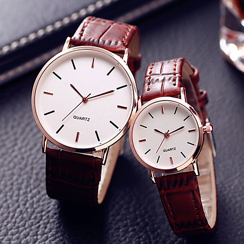 

Couple's Dress Watch Quartz Leather Black / Brown 30 m Water Resistant / Waterproof Casual Watch Cool Analog Casual Fashion - Black Brown One Year Battery Life