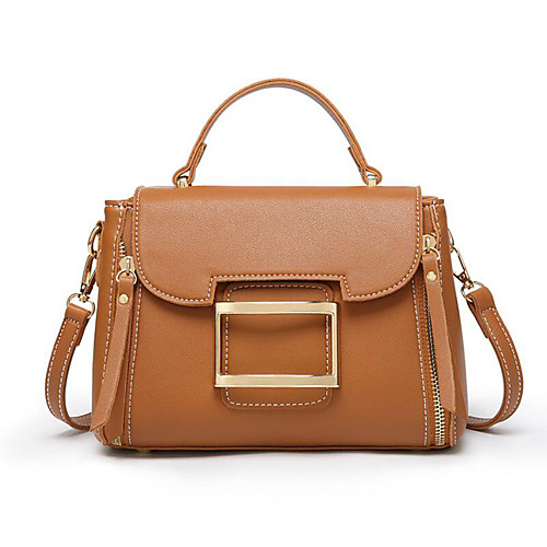 

Women's Polyester / PU Top Handle Bag Solid Color Black / Brown / Green