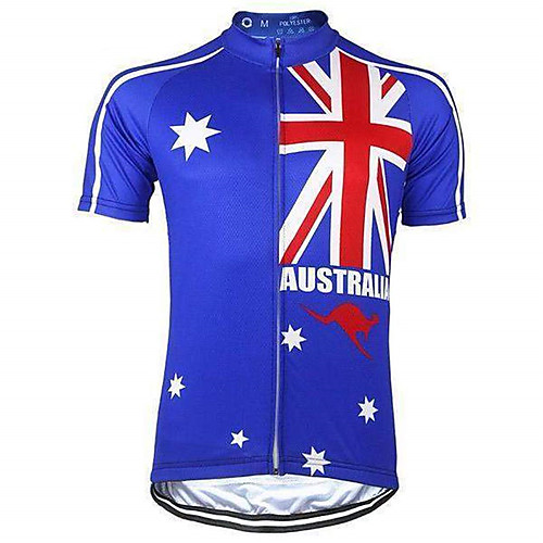 21Grams Муж. С короткими рукавами Велокофты Синий Австралия Флаги Велоспорт Верхняя часть Устойчивость к УФ Дышащий Влагоотводящие Виды спорта Терилен Горные велосипеды Шоссейные велосипеды Одежда
