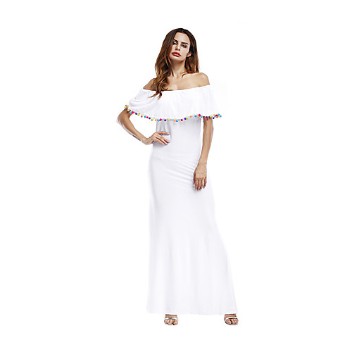 

Жен. Богемный Элегантный стиль Облегающий силуэт Оболочка Платье - Однотонный, С кисточками Средней длины