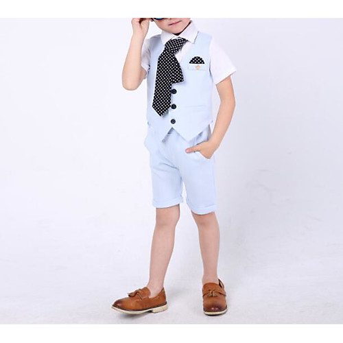 

Небесно-голубой / Светло-розовый Хлопок Детский праздничный костюм - 3 предмета Включает в себя Длинный галстук / Кофты / Рубашка