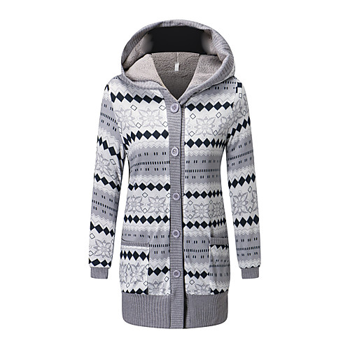 

Жен. Однотонный Парка, Полиэстер Серый XL / XXL / XXXL