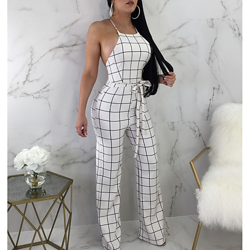 

Жен. Классический Белый Черный Комбинезоны, Шахматка L XL XXL