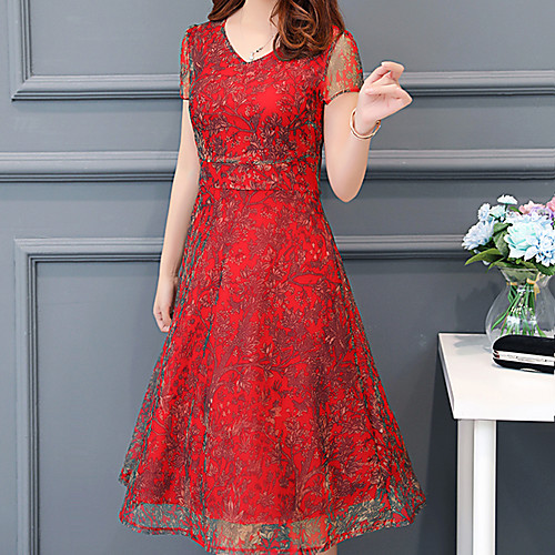 

Жен. Элегантный стиль Оболочка Платье С принтом Средней длины