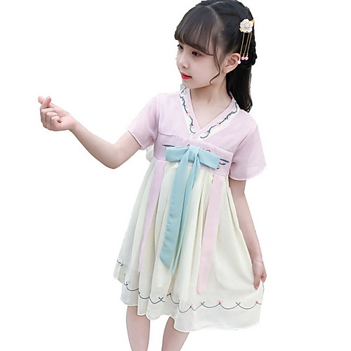 

А-силуэт До колена Детское праздничное платье - Шифон С короткими рукавами V-образный вырез с Бант(ы) от LAN TING Express