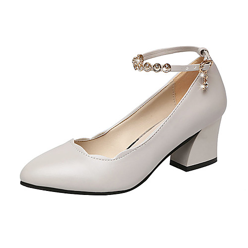 

Жен. Обувь на каблуках На толстом каблуке Стразы Полиуретан На каждый день Лето Черный / Бежевый