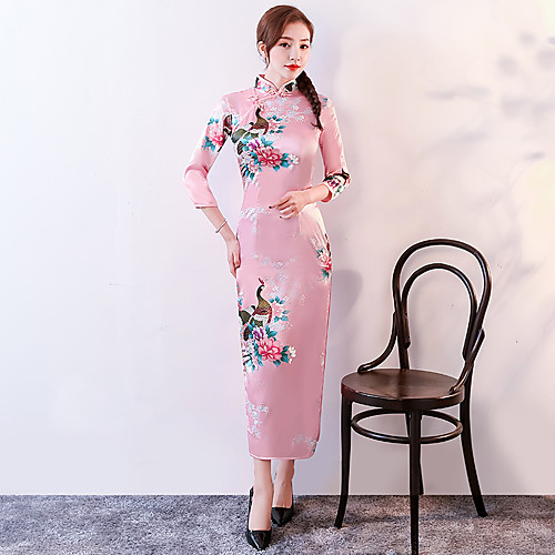 

Adults Women's Chinese Style Chinese Style Cheongsam Qipao For Club Uniforms Poly / Cotton Blend Midi Cheongsam