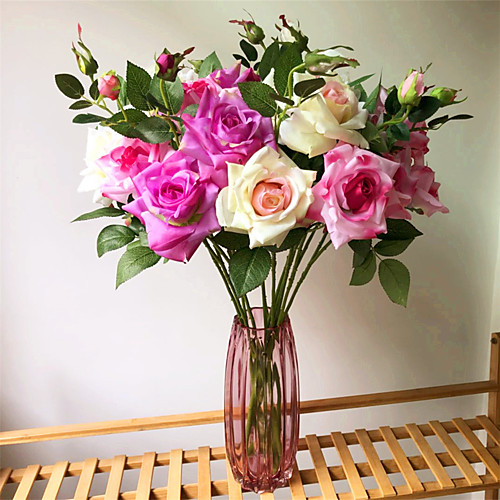 

Искусственные Цветы 1 Филиал Классический европейский Свадебные цветы Розы Вечные цветы Букеты на стол