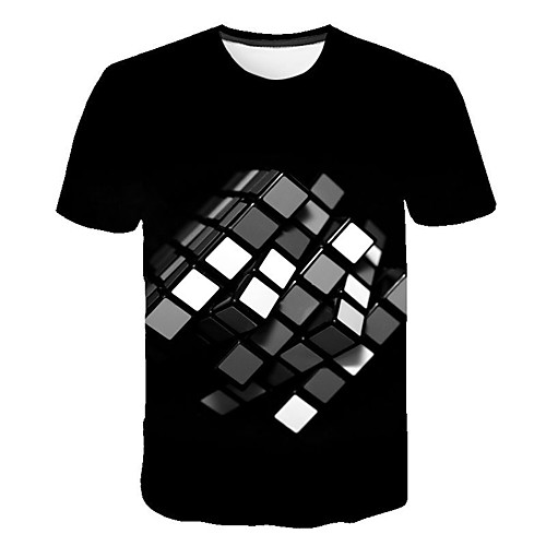 

Men's Daily Going out Basic / Street chic T-shirt - Geometric Print Black