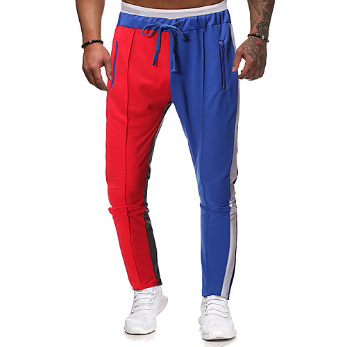 

Муж. Классический Штаны Брюки - Однотонный Пэчворк Красный L XL XXL