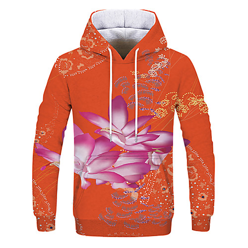 

Муж. На каждый день / Уличный стиль Толстовка - Цветочный принт / Контрастных цветов / 3D