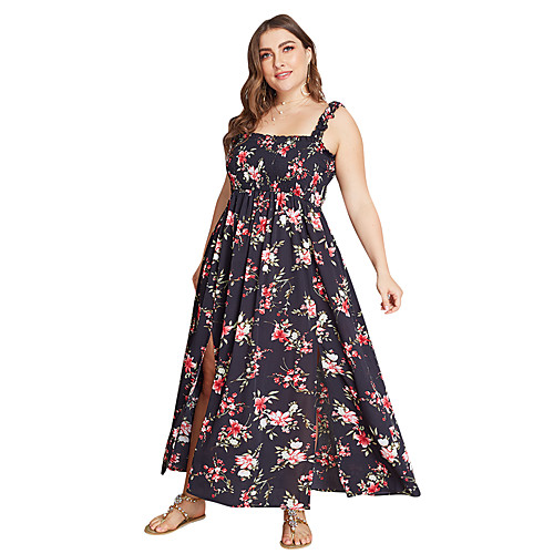 

Жен. Классический Уличный стиль Оболочка Платье - Цветочный принт, С принтом Средней длины