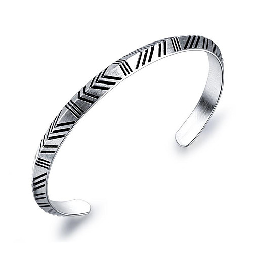 

Men's Cuff Bracelet Retro Alphabet Shape U Shape Statement Stylish Punk Trendy Rock Titanium Steel Bracelet Jewelry Black / Silver For Party Gift Daily Carnival Club