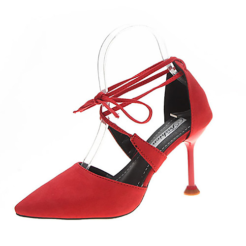 

Жен. Сандалии Strappy Stacked Heels На шпильке Полиуретан На каждый день Лето Черный / Красный / Хаки