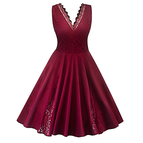 

Жен. Уличный стиль Прямое Платье - Однотонный, Пэчворк До колена