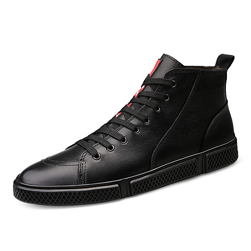 

Муж. Кожаные ботинки Наппа Leather Зима Спортивные / На каждый день Кеды Для прогулок Сохраняет тепло Белый / Черный