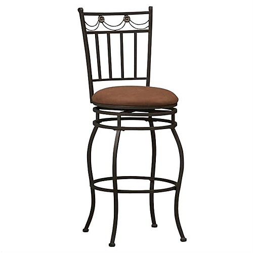 

24-дюймовый металлический поворотный барный стул с коричневой подушкой сиденья из бронзы
