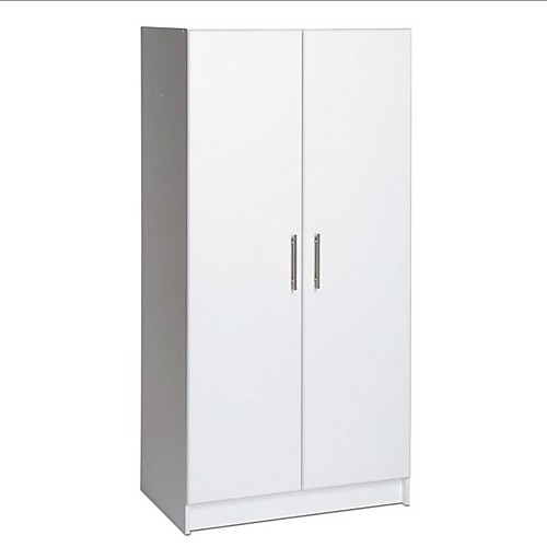 

белый 2-дверный шкаф с вешалкой и полкой для хранения