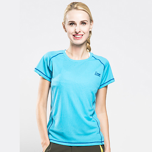 

Жен. Сплошной цвет Футболка для туризма и прогулок С короткими рукавами На открытом воздухе Дышащий Быстровысыхающий Стреч Удобный Футболка Лето Полиэфир Пурпурный Светло-синий Светло-зеленый