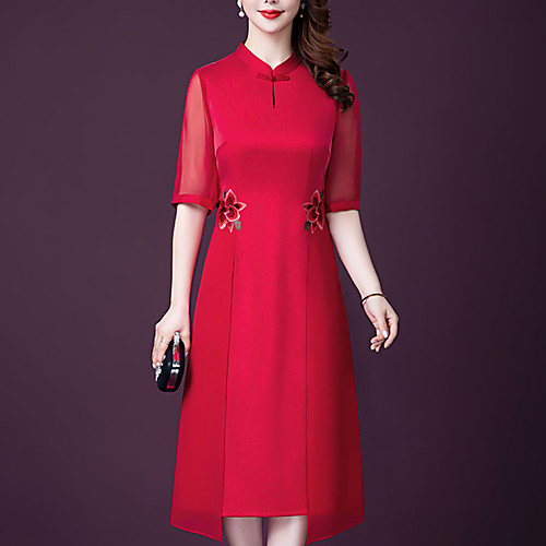 

женское платье миди-смещение красное темно-синее l xl xxl xxxl