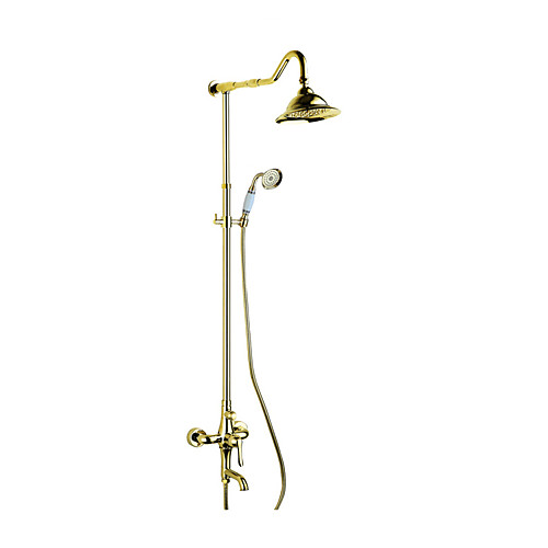 

Смеситель для душа - Современный Золотая роза Монтаж на стену Медный клапан Bath Shower Mixer Taps