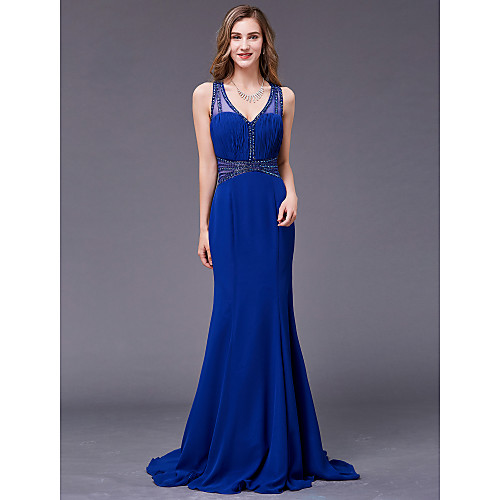 

А-силуэт V-образный вырез В пол Шифон Торжественное мероприятие Платье с Бусины от TS Couture