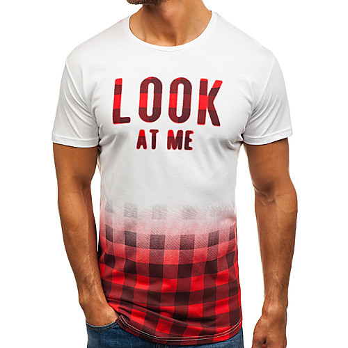 

Men's Daily Sports Basic / Elegant T-shirt - Geometric / Solid Colored White