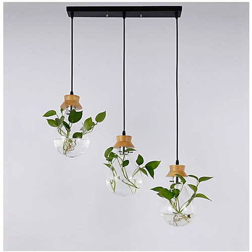 

Твердые деревянные стеклянные садовые растения лампа ресторан витрина творческая личность подвесной светильник 3 шт. с прямоугольной потолочной пластиной
