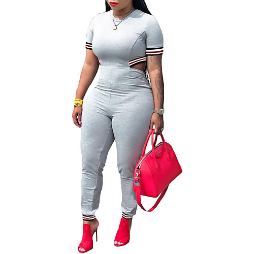 

Жен. Черный Серый Винный Комбинезоны, Однотонный L XL XXL