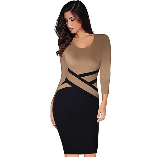 

Футляр Круглый вырез До колена Джерси Коктейльная вечеринка Платье с от LAN TING Express