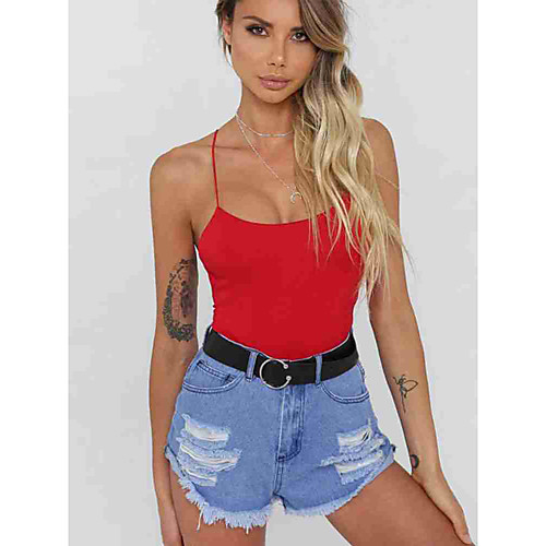 

Жен. Уличный стиль Белый Черный Красный Комбинезоны, Однотонный S M L