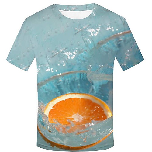 

Муж. С принтом Футболка Уличный стиль / преувеличены 3D / Графика / Фрукты Синий XXL