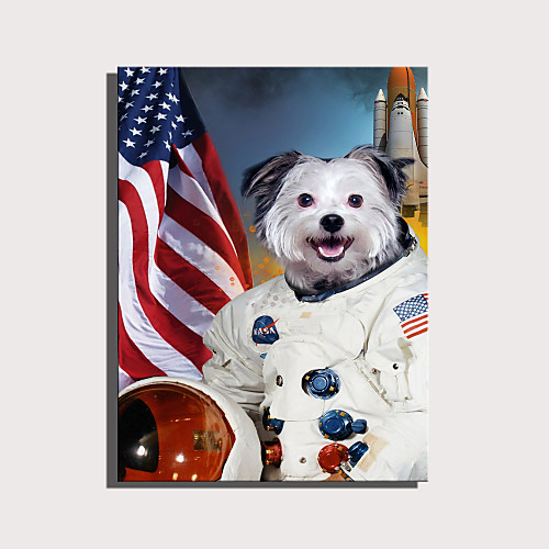

e-home натянутый холст арт милая серия животных - аэрокосмическая собака украшения живопись один шт